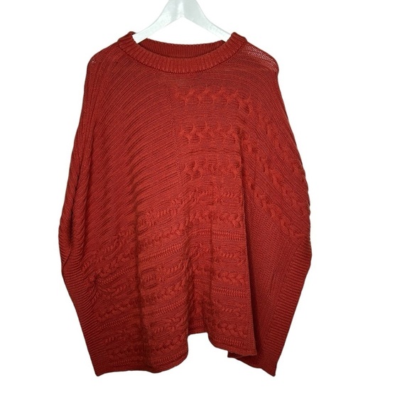 Abercrombie & Fitch Pumpkin Spice Orange Chunky Cable Knit Poncho Sweater XS/S - Picture 1 of 5